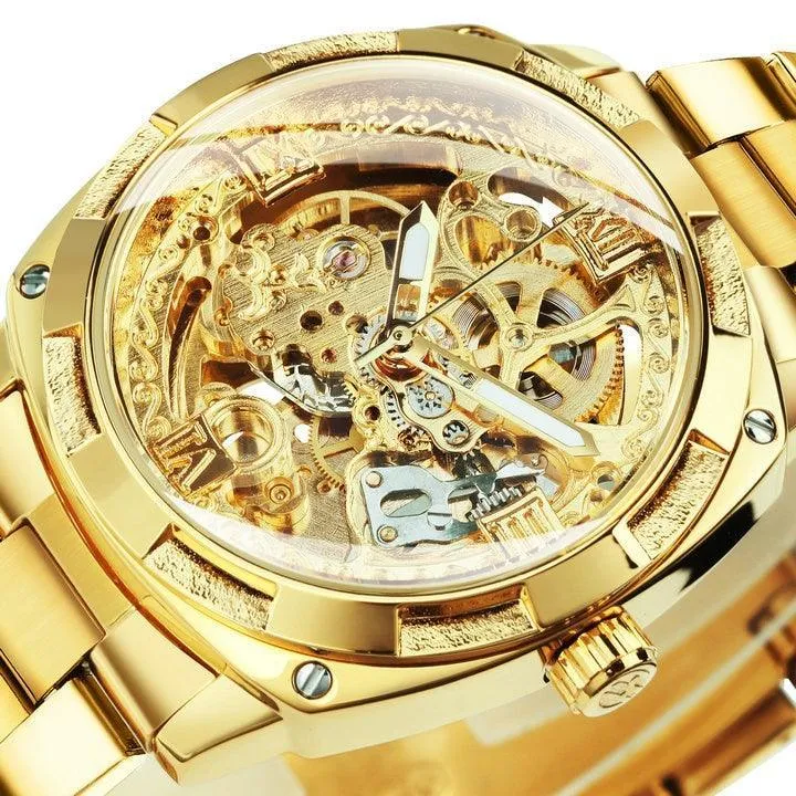 BEST GIFT IDEAS - Luxury Mens Transparent Skeleton Mechanical Automatic Watch