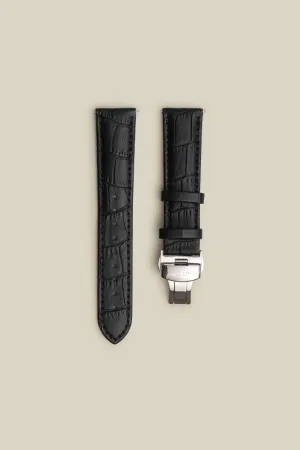 Black Leather Strap With Silver Clasp Small