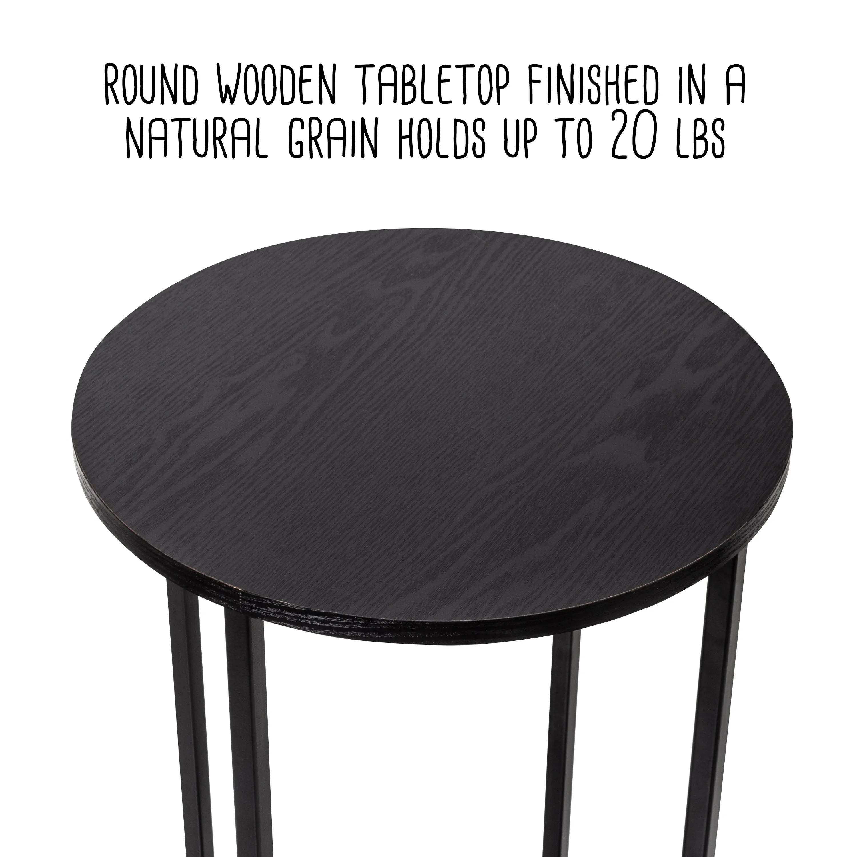 Black Round Side Table with X-Pattern Base
