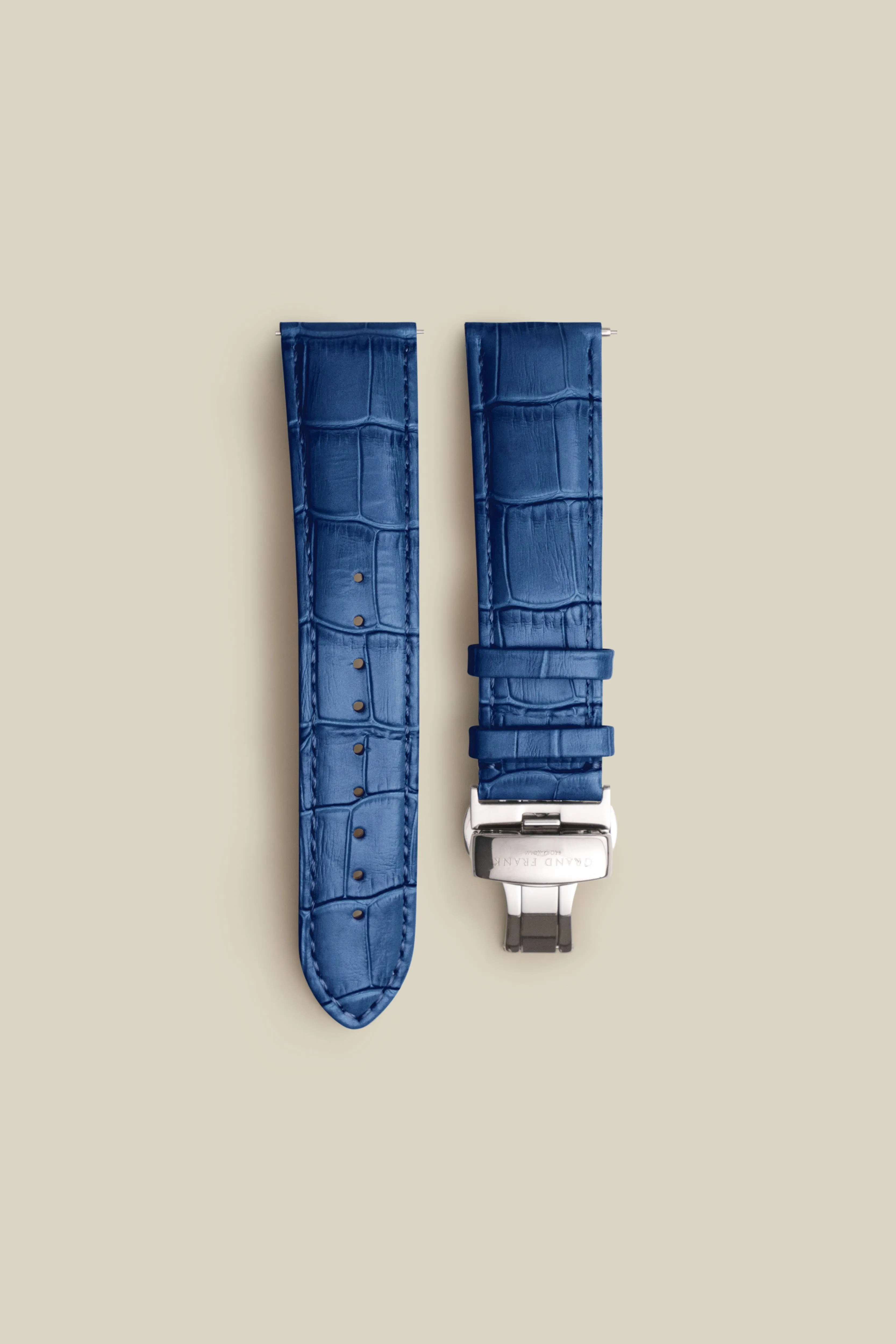 Blue Leather Strap With Silver Clasp