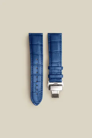 Blue Leather Strap With Silver Clasp
