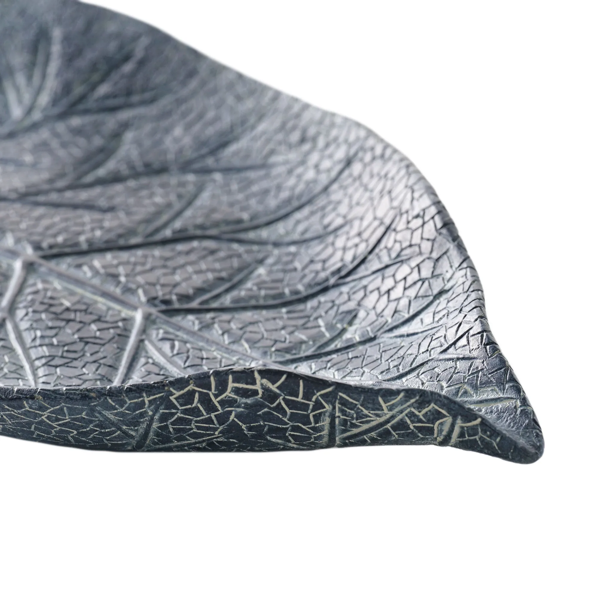 Blue Resin Leaf Decorative Tabletop Tray, Large (10.5")