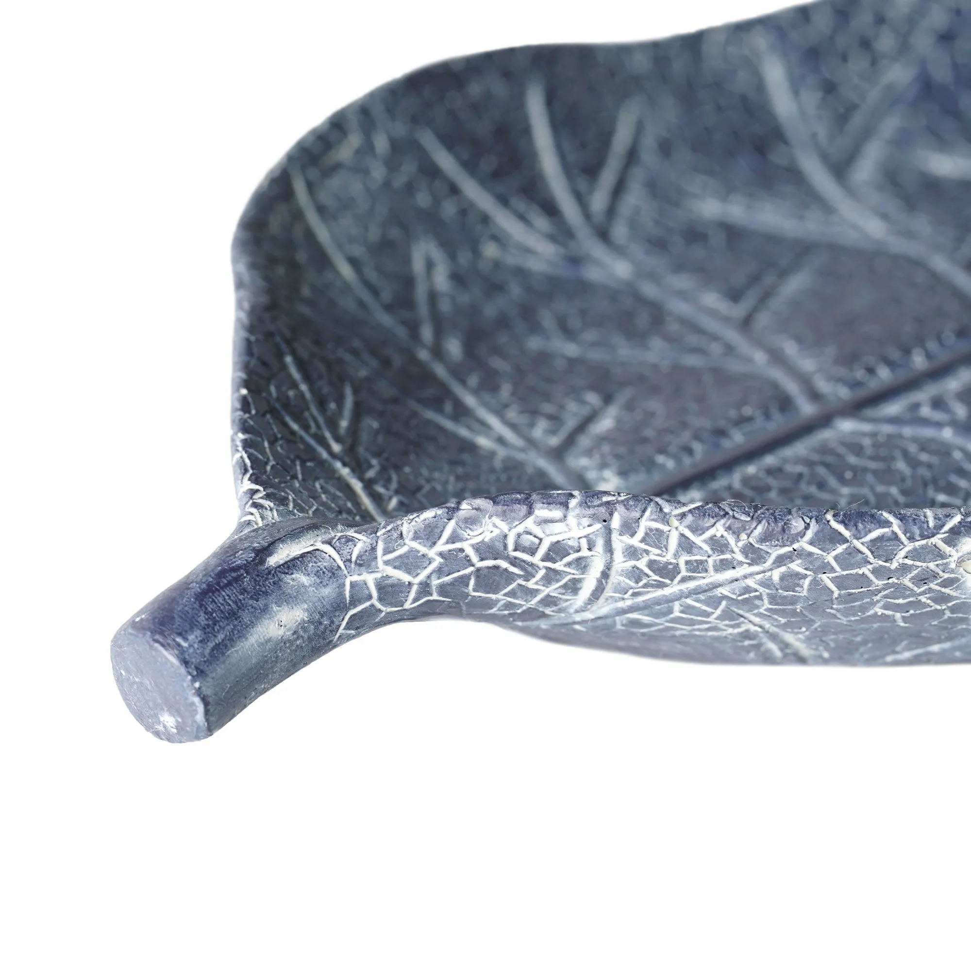 Blue Resin Leaf Decorative Tabletop Tray, Large (10.5")