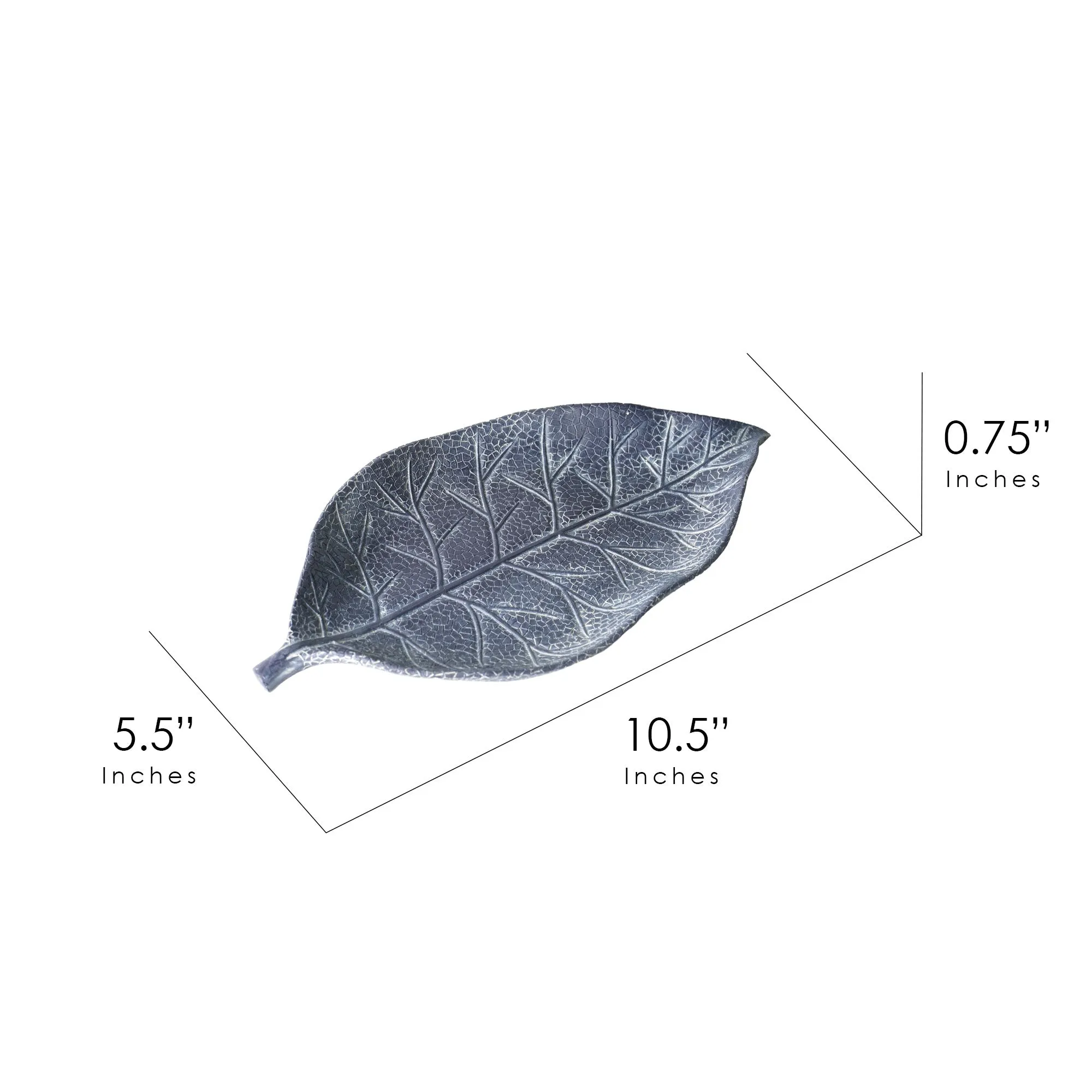 Blue Resin Leaf Decorative Tabletop Tray, Large (10.5")