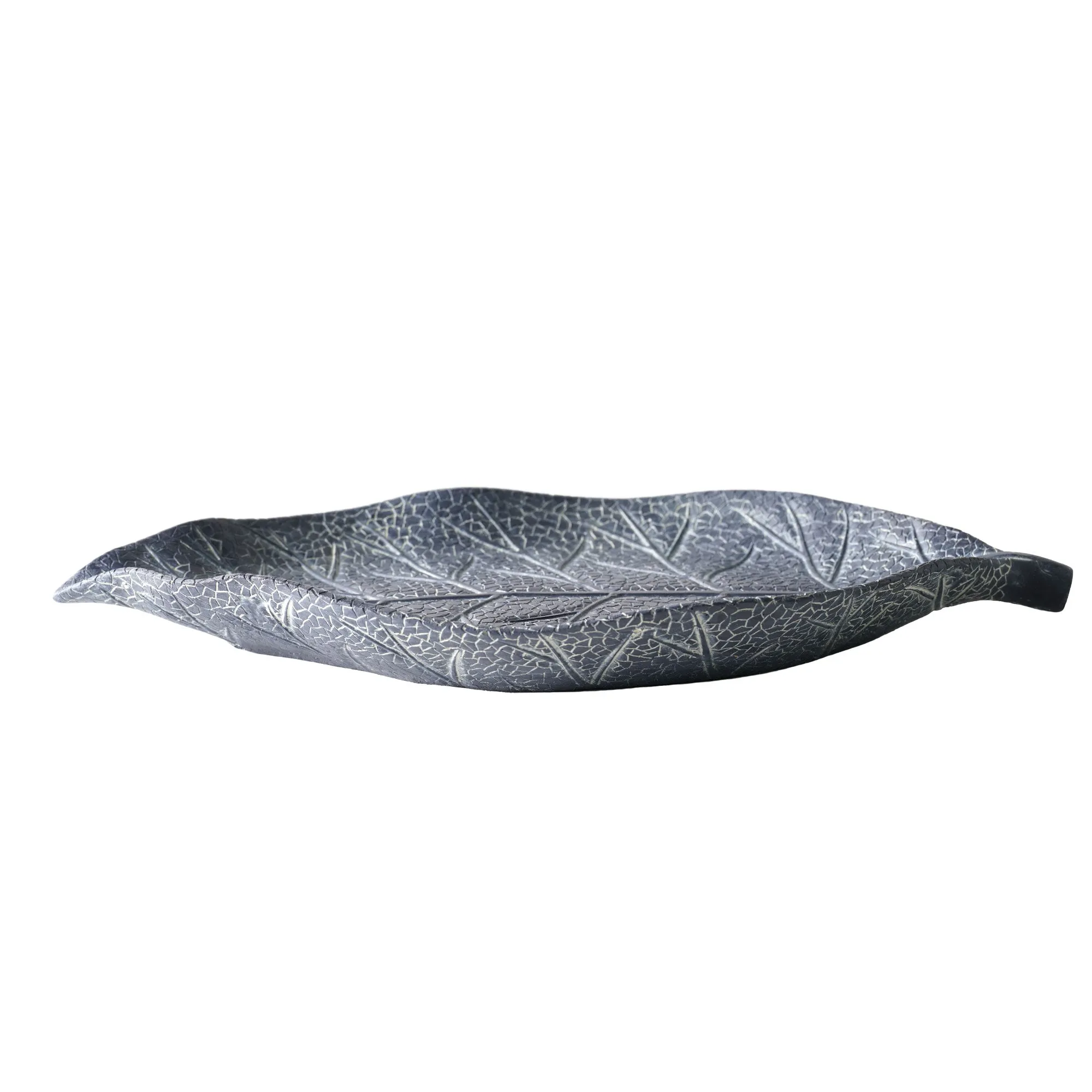 Blue Resin Leaf Decorative Tabletop Tray, Large (10.5")