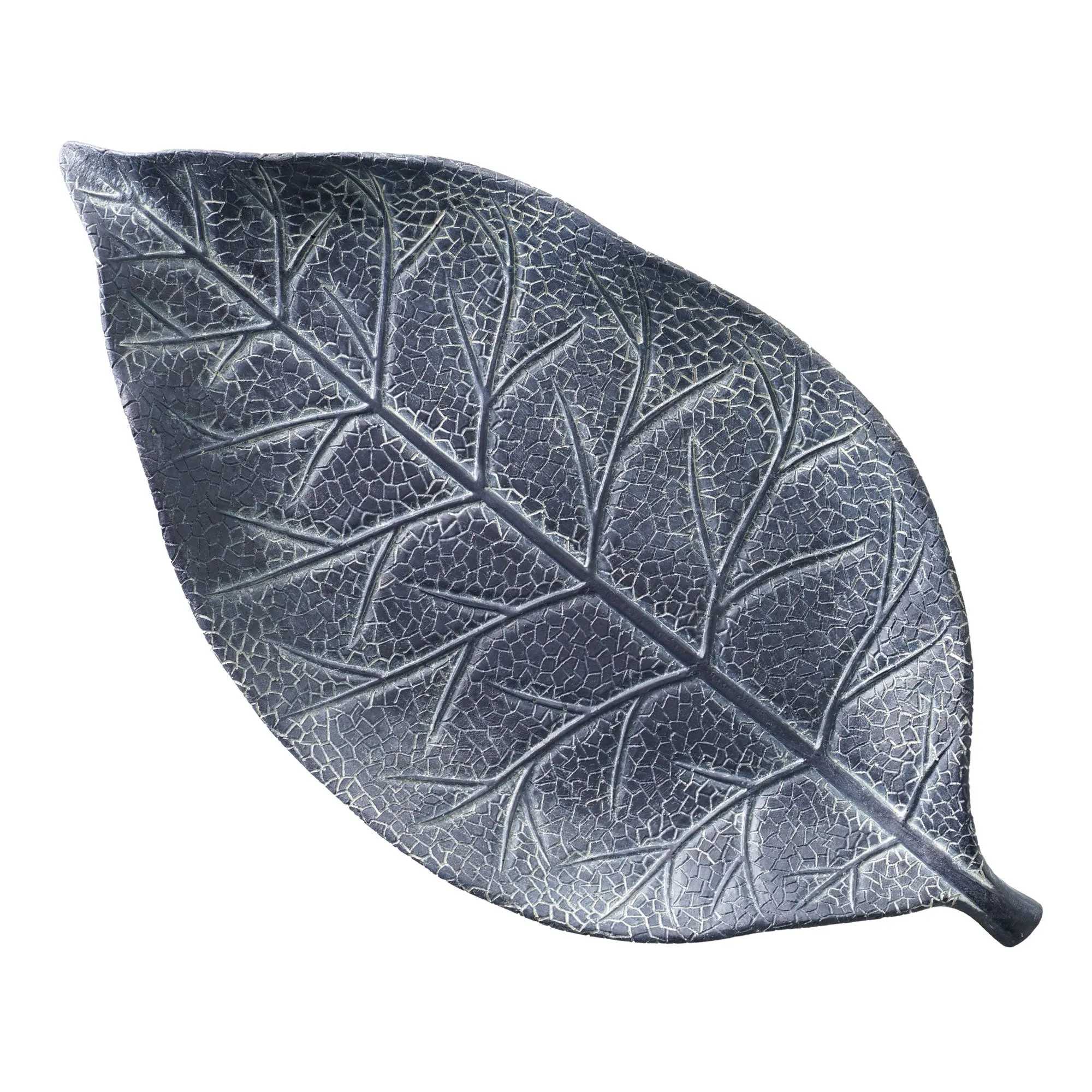 Blue Resin Leaf Decorative Tabletop Tray, Large (10.5")