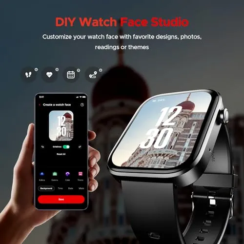 boAt Storm Call 3 w/Turn-by-Turn Navigation, 1.83" (4.6 cm) HD Display, Bluetooth Calling, Crest  OS, QR Tray, Face Studio, Coins, Emergency SOS Smart Watch Active Black)