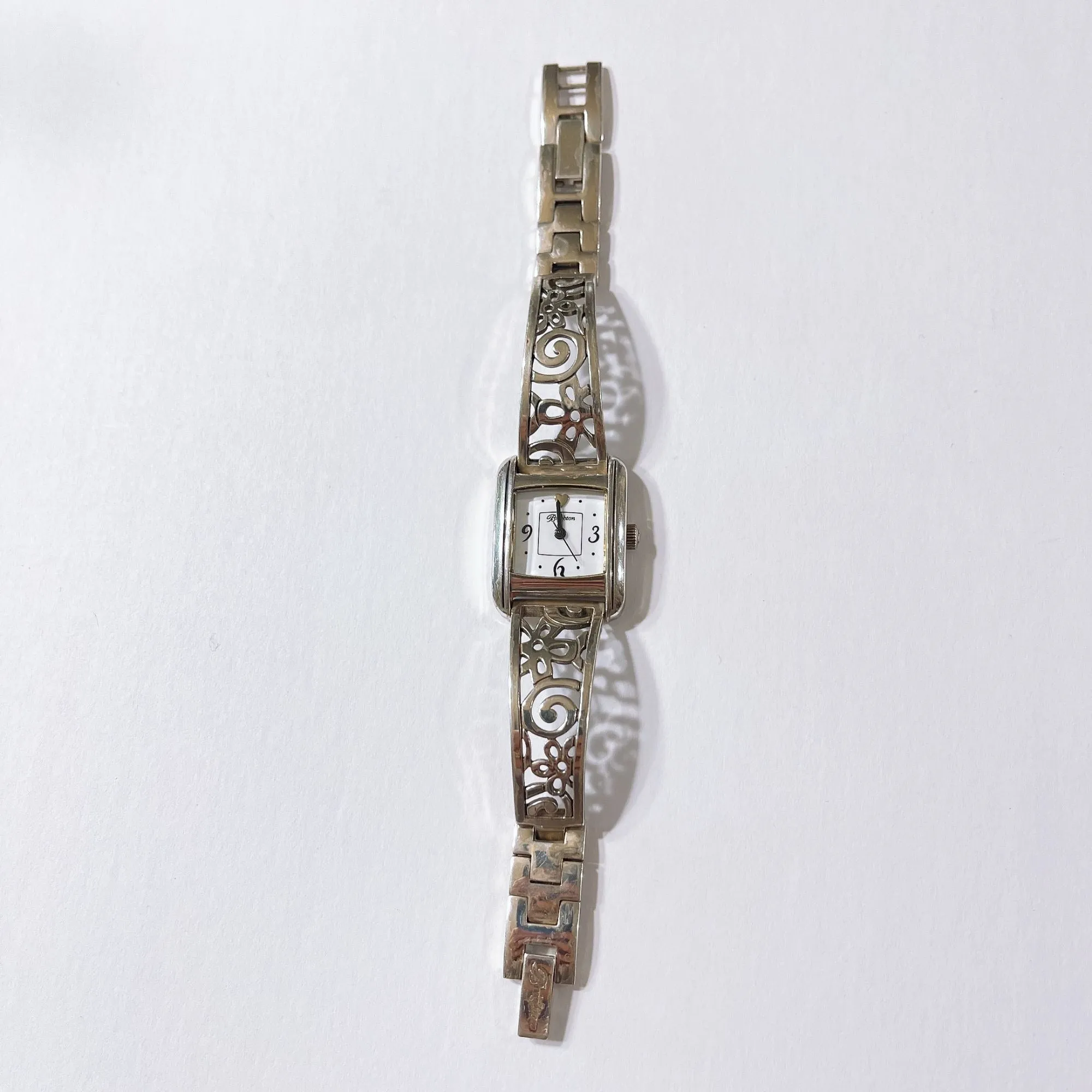 Brighton Amalfi Women's Silver-Tone Ornate Filigree Square Face Quartz Watch