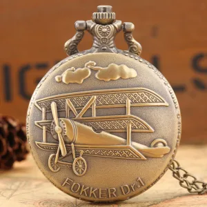 Bronze World War II Aircraft Quartz Pocket Watch