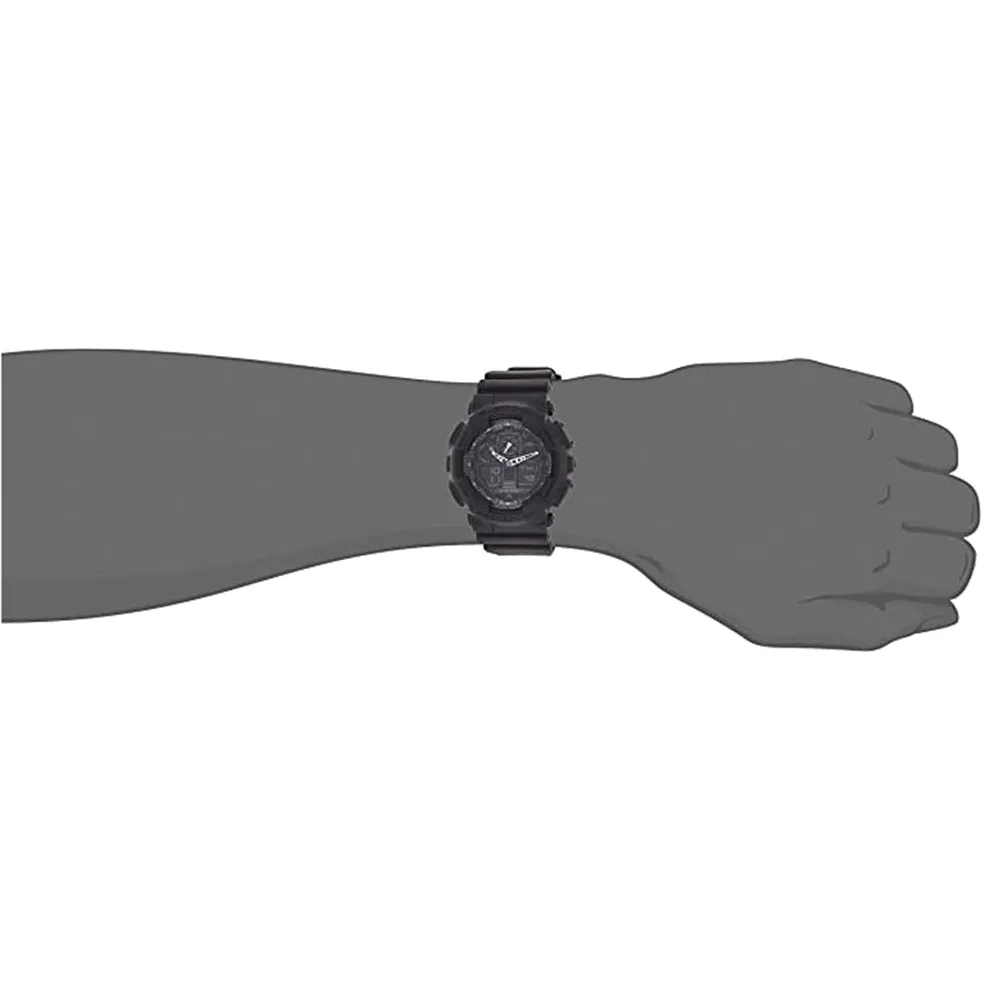 Casio Men's Black Dial Plastic Band G-Shock Analog-Digital Quartz Watch - GA-100-1A1CR