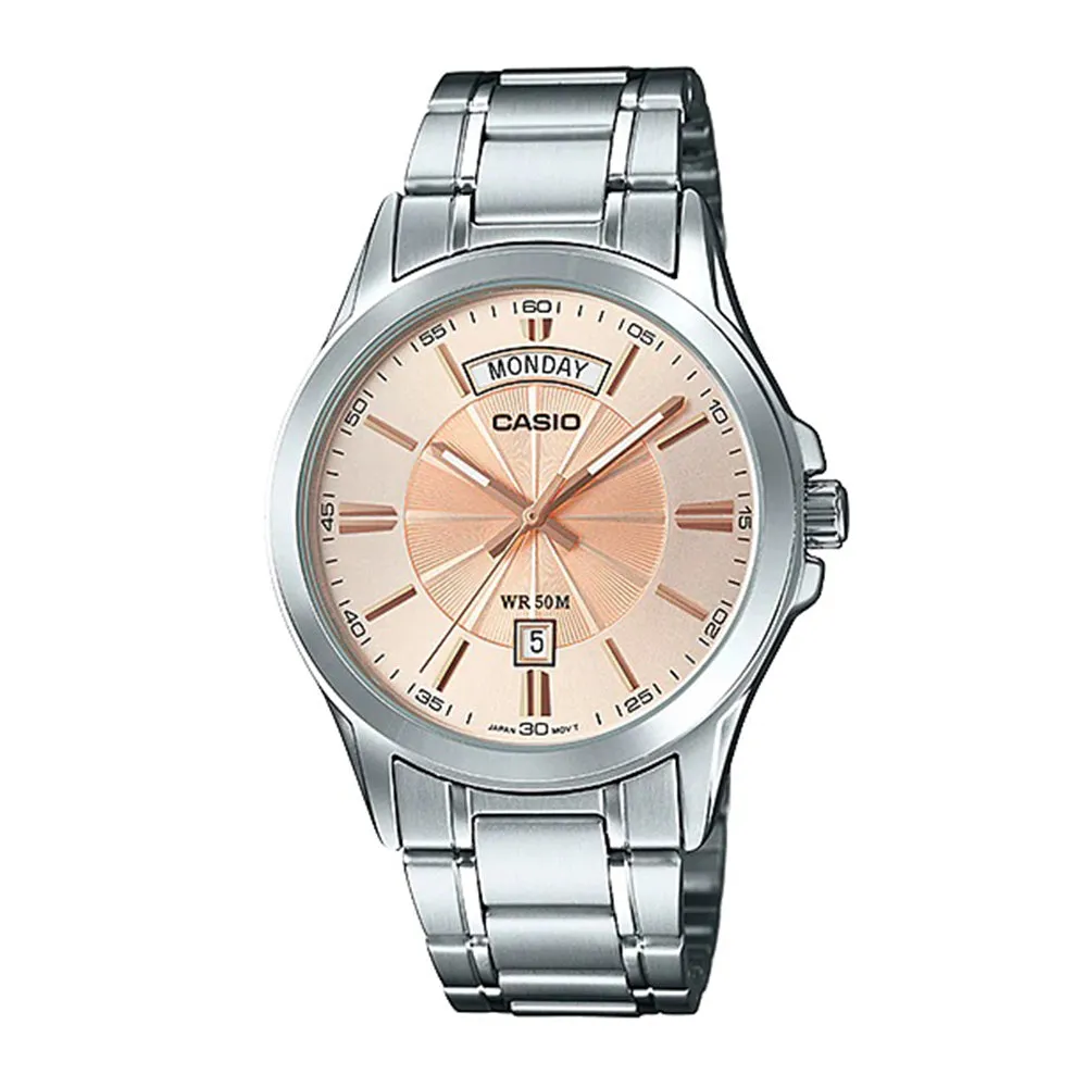 Casio Mens Enticer Series Stainless Steel Band Ion Plated Wrist Watch - MTP-1381D-9AV