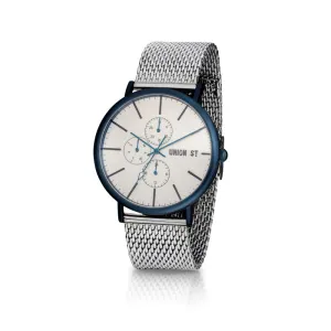 Chronograph Bluetone Case with Stainless Steel Mesh Band