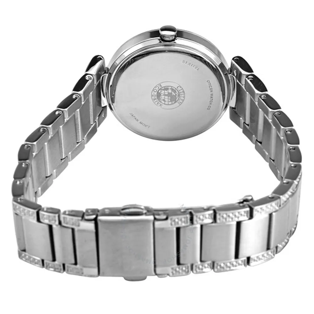Citizen Eco-Drive Silhouette Ladies Crystal Blue Mother-of-Pearl Quartz Dial Watch - EM0840-59N