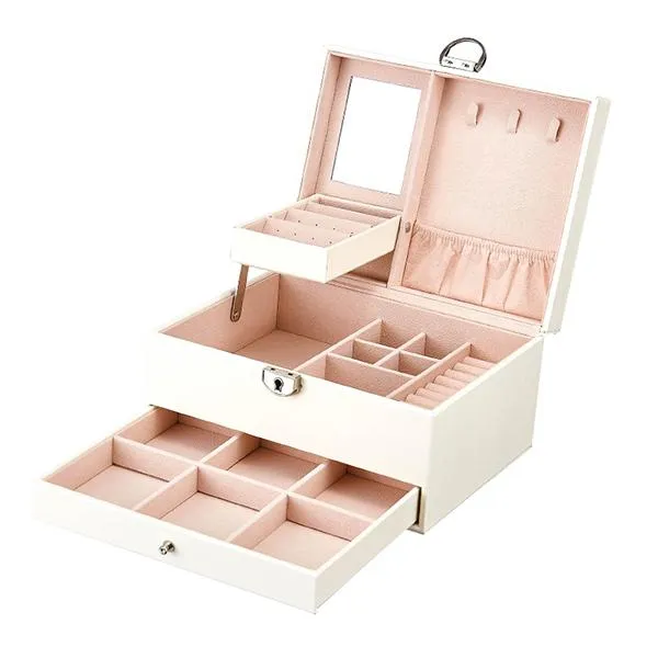 Convenient PU Leather Jewellery Storage Display Organiser with drawer