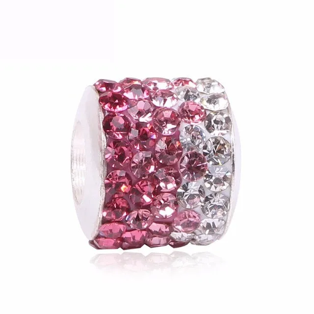 Couqcy Lovely Pink Beads Fit Original Pandora Bracelet Necklace Big Hole Diy Charms For Women Enamel Heart Shape Pendant Gift