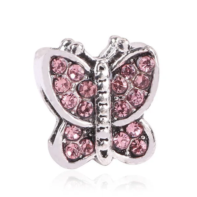 Couqcy Lovely Pink Beads Fit Original Pandora Bracelet Necklace Big Hole Diy Charms For Women Enamel Heart Shape Pendant Gift