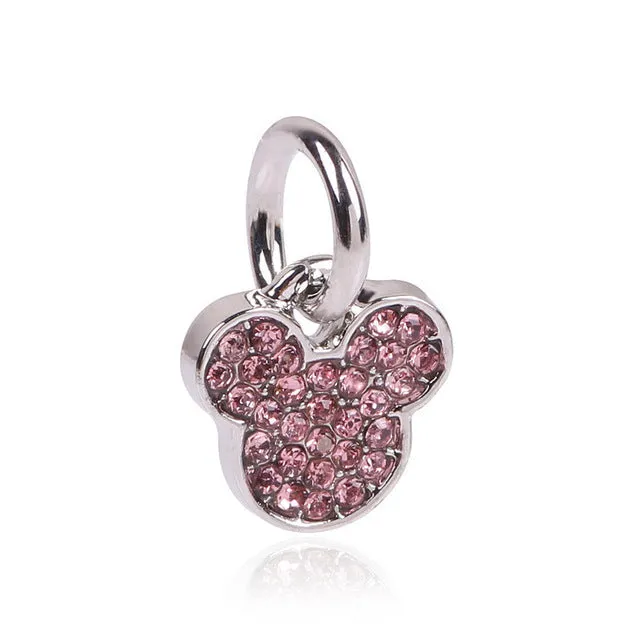 Couqcy Lovely Pink Beads Fit Original Pandora Bracelet Necklace Big Hole Diy Charms For Women Enamel Heart Shape Pendant Gift