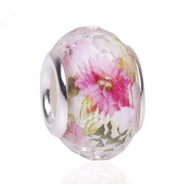 Couqcy Lovely Pink Beads Fit Original Pandora Bracelet Necklace Big Hole Diy Charms For Women Enamel Heart Shape Pendant Gift