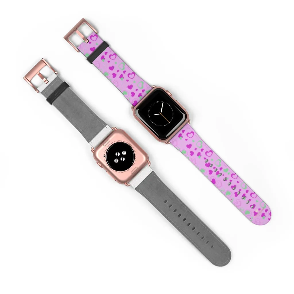 Cute Girlie Pink Hearts Shaped 38mm/42mm Watch Band For Apple Watch- Made in USA