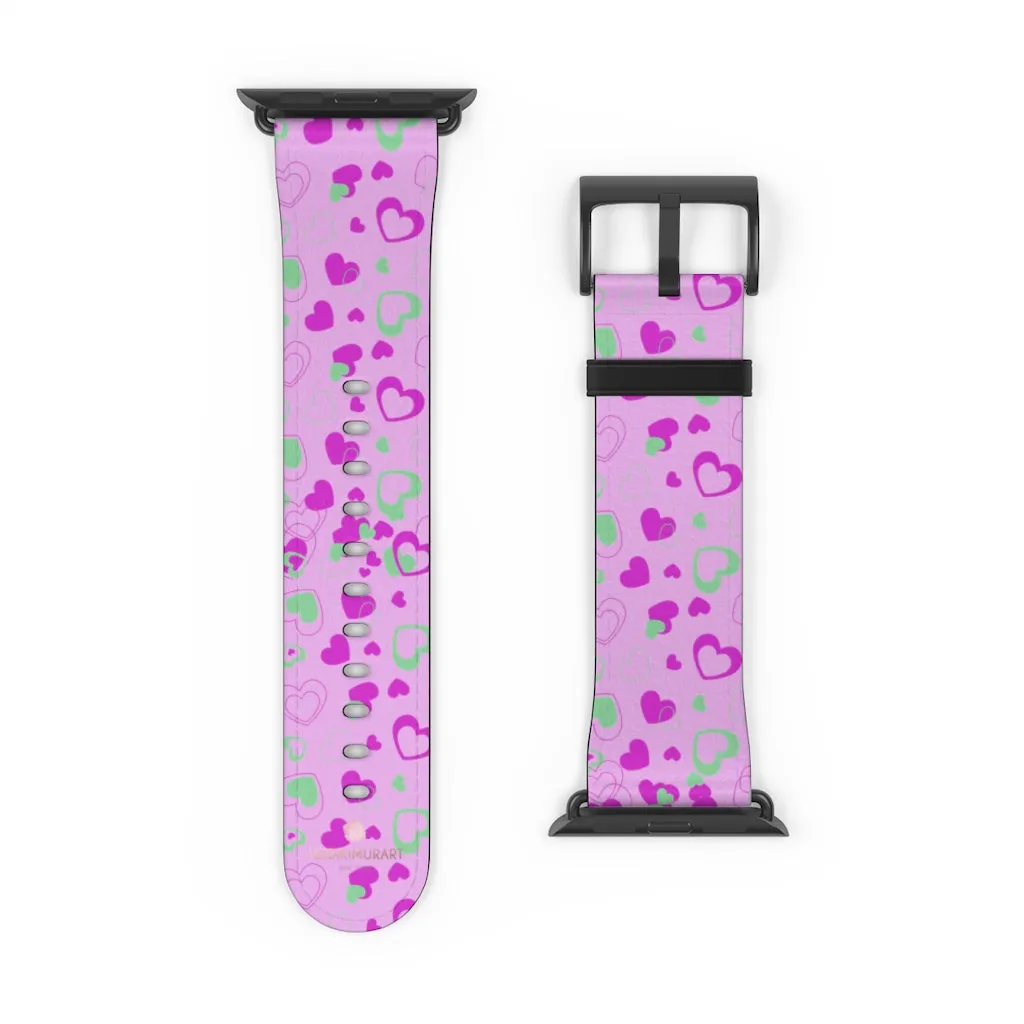 Cute Girlie Pink Hearts Shaped 38mm/42mm Watch Band For Apple Watch- Made in USA