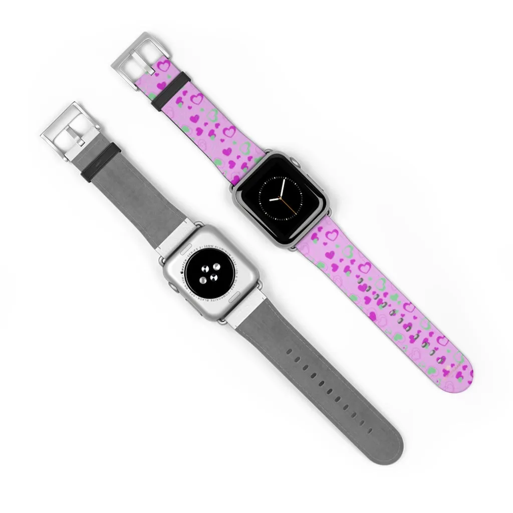 Cute Girlie Pink Hearts Shaped 38mm/42mm Watch Band For Apple Watch- Made in USA
