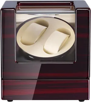 Double Watch Winder with Quiet Japanese Mabuchi Motor, AC Adapter or Battery Powered (Battery NOT Included)
