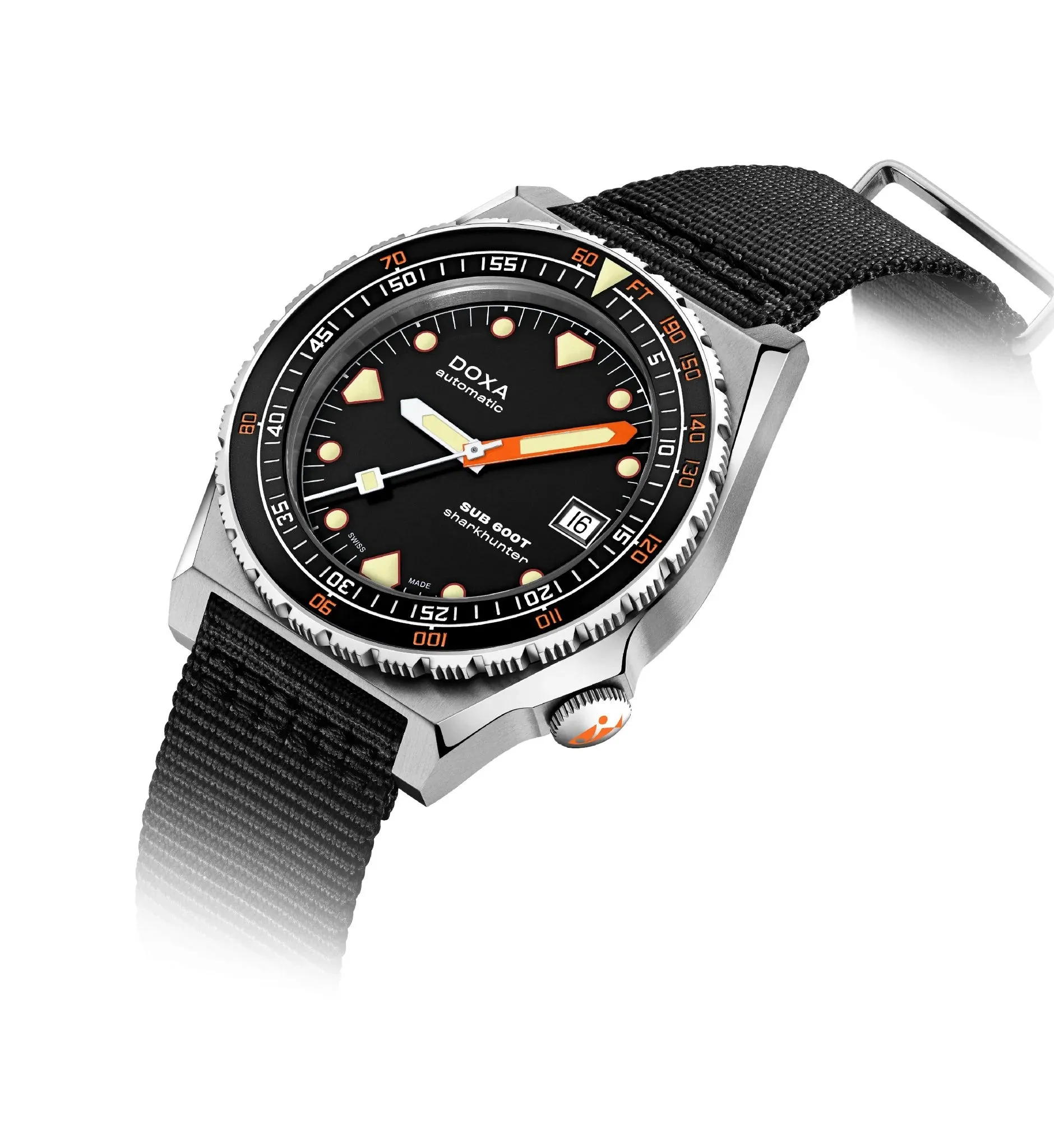 DOXA Sub 600T Sharkhunter Nato Black Stainless Steel Sandblasted - 862.10.101.20-N