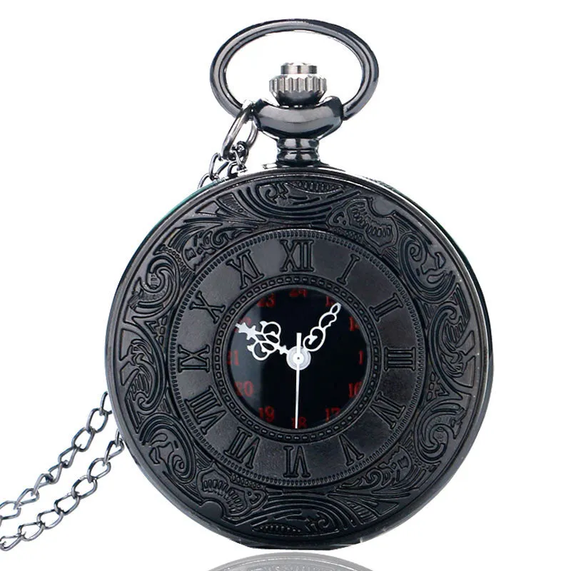 Dual Display Clamshell Rome Retro Hollow Imitation Mechanical Pocket Watch