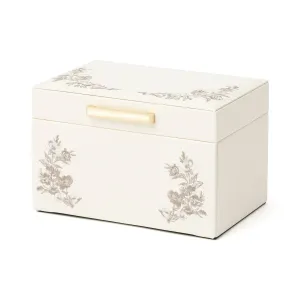 Embroidery Flower Jewelry Box Small Beige