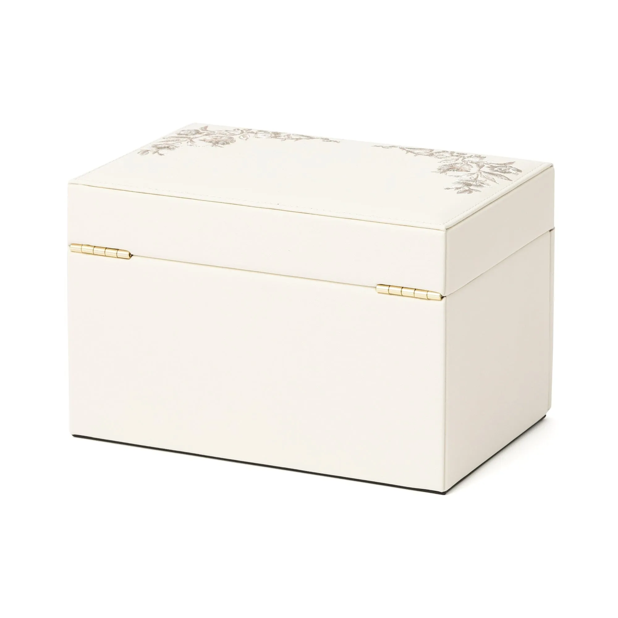 Embroidery Flower Jewelry Box Small Beige