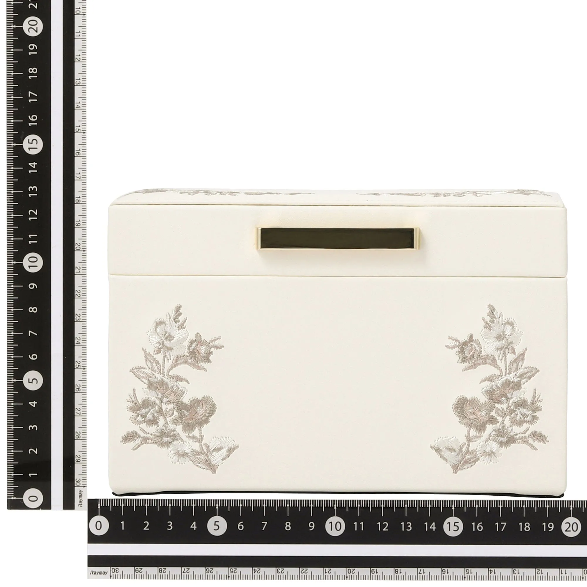 Embroidery Flower Jewelry Box Small Beige