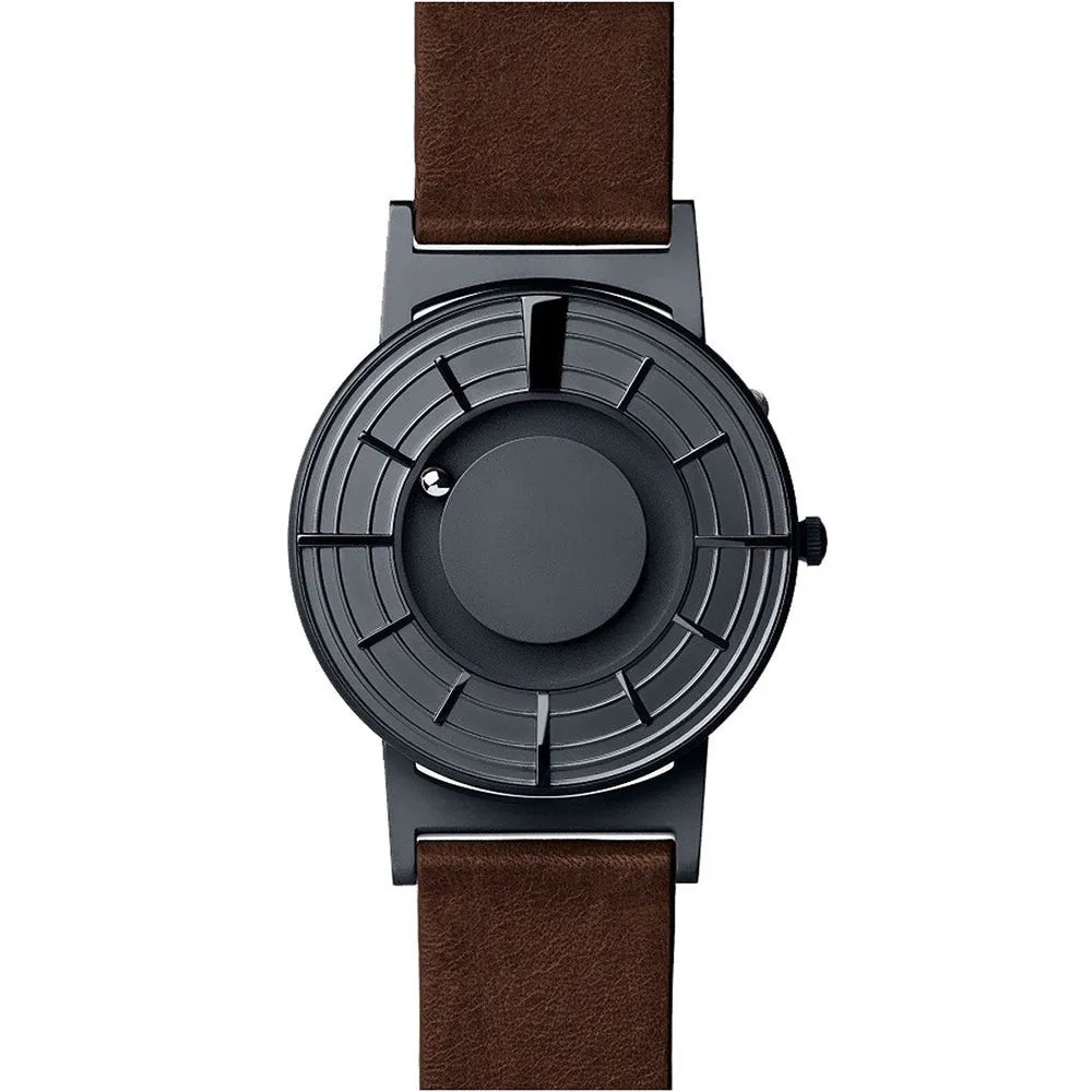 Eone Unisex Bradley Edge Graphite Grey Stainless Steel Case Brown Leather Band Grey Dial Watch - BR-EDGE-GT