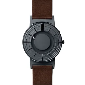 Eone Unisex Bradley Edge Graphite Grey Stainless Steel Case Brown Leather Band Grey Dial Watch - BR-EDGE-GT