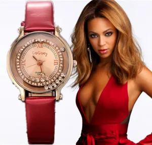 Fashion Leather Strap watch Women rhinestone watches Women Luxury quartz watch relogio feminino Female atmos clock