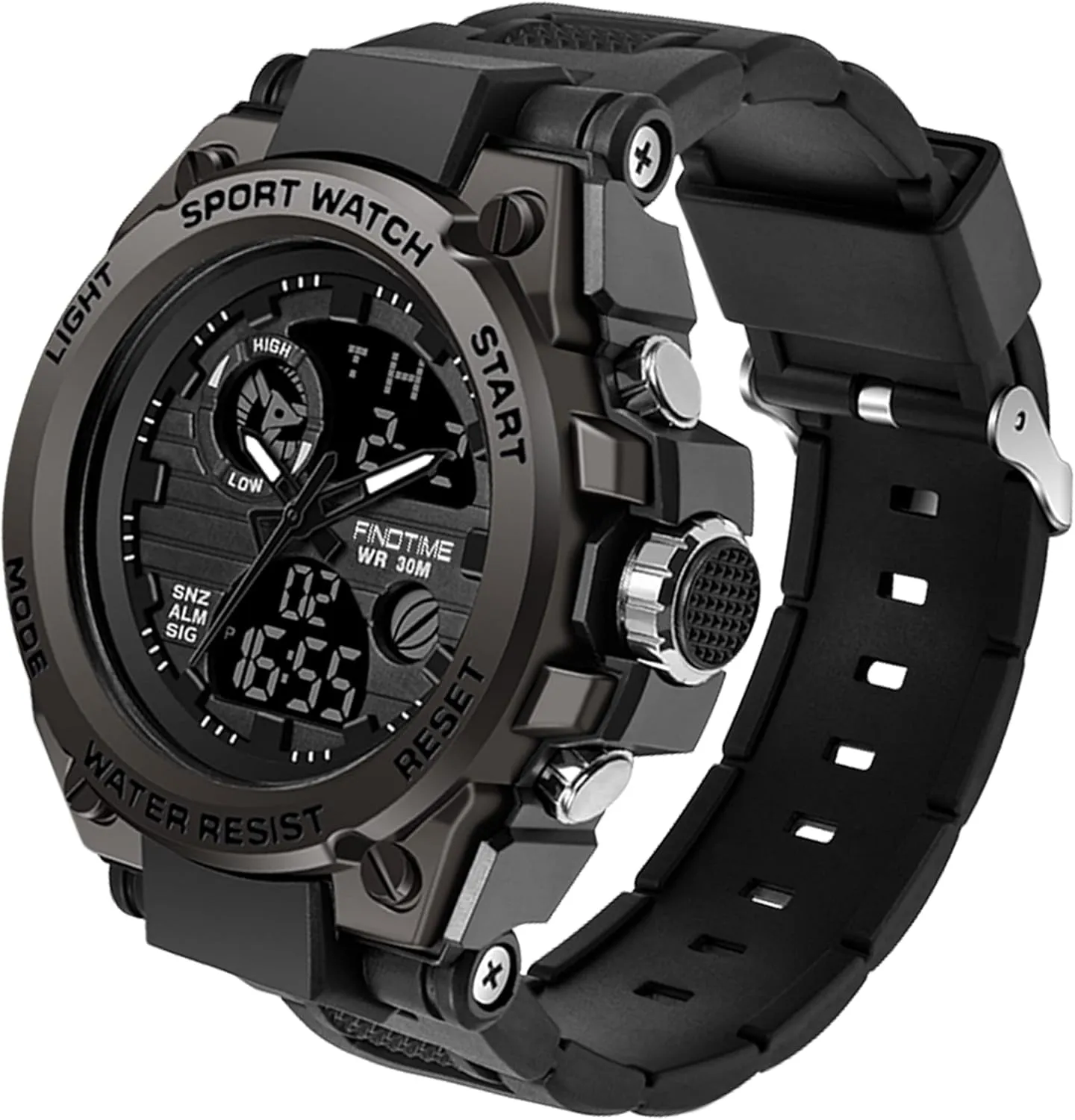 findtime Watches for Men Military Tactical Sport LED Stopwatch Black Digital Wacht for Running Workout Father Husband Relojes de Hombre