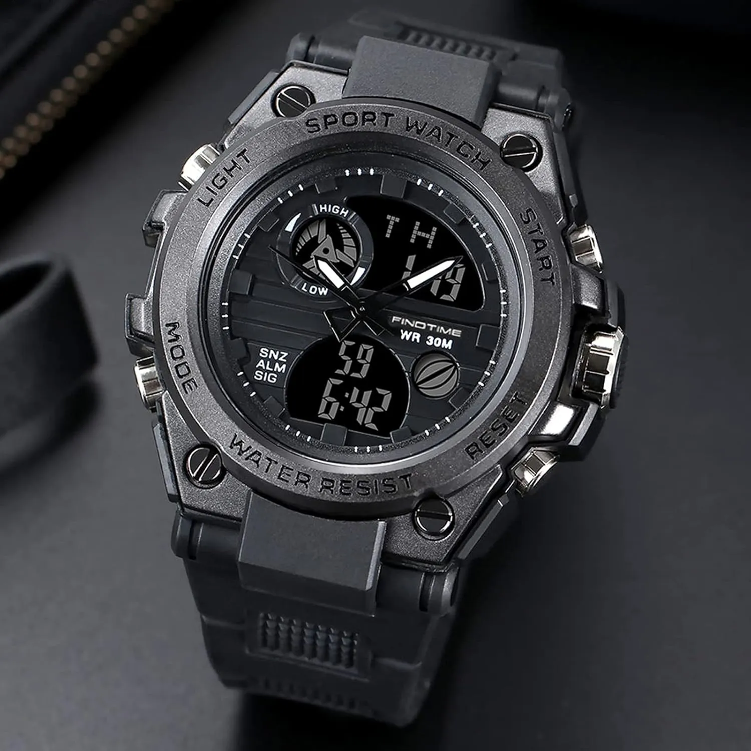 findtime Watches for Men Military Tactical Sport LED Stopwatch Black Digital Wacht for Running Workout Father Husband Relojes de Hombre
