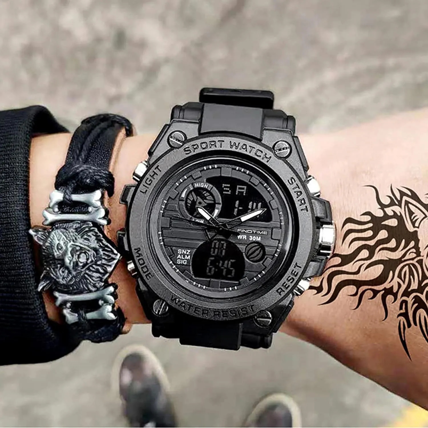 findtime Watches for Men Military Tactical Sport LED Stopwatch Black Digital Wacht for Running Workout Father Husband Relojes de Hombre