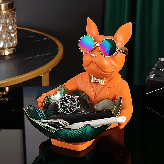 French Bulldog Figurine Fruit Snacks Candy Tray