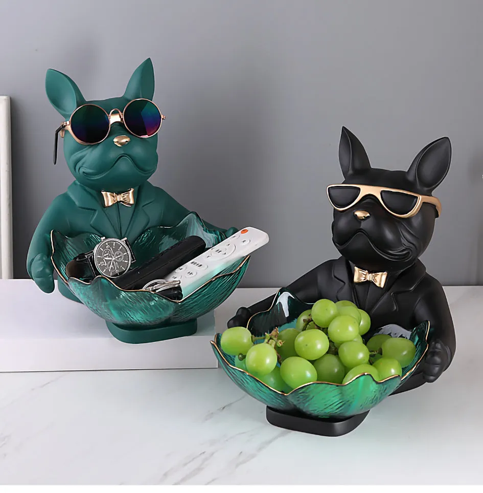 French Bulldog Figurine Fruit Snacks Candy Tray