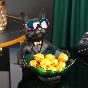 French Bulldog Figurine Fruit Snacks Candy Tray