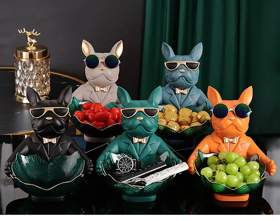 French Bulldog Figurine Fruit Snacks Candy Tray