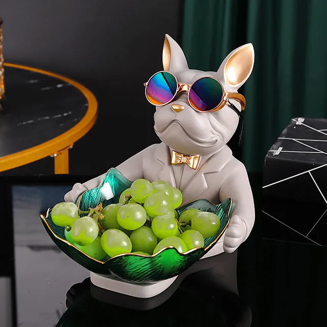 French Bulldog Figurine Fruit Snacks Candy Tray