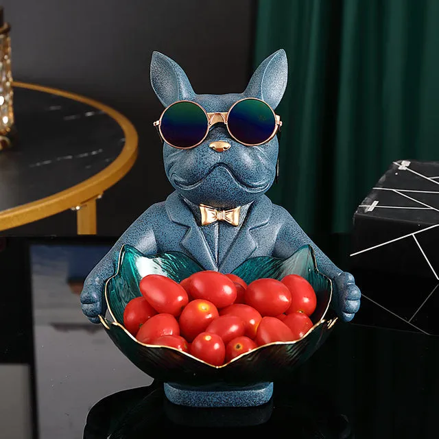 French Bulldog Figurine Fruit Snacks Candy Tray