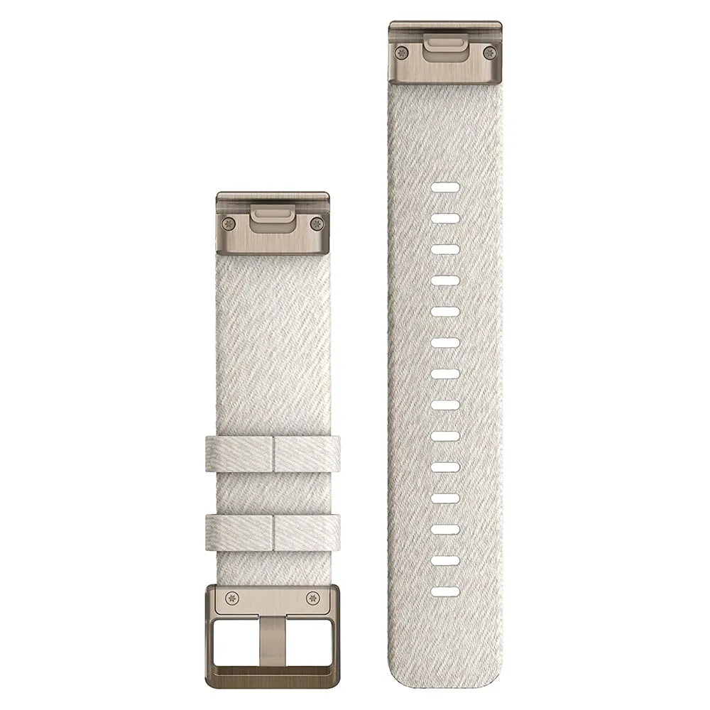 Garmin QuickFit 20 mm Cream Heathered Nylon with Cream Gold Hardware Watch Band - 010-13102-07