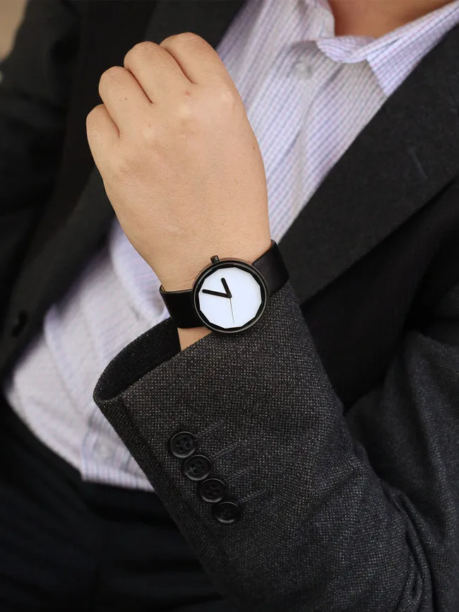Genuine Leather Brand Luxury Women Man Watch Lovers' Quartz Watch Black White Wristwatches Montre Femme De Marque