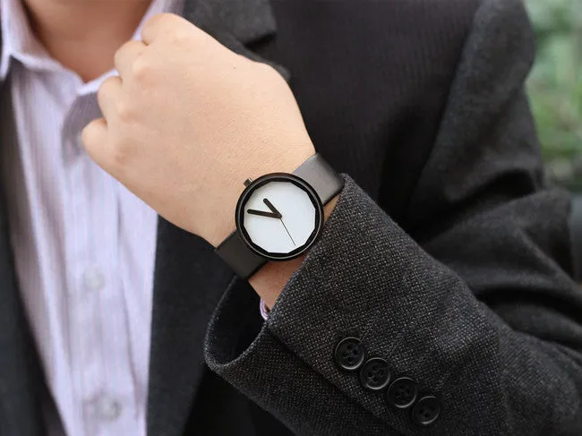 Genuine Leather Brand Luxury Women Man Watch Lovers' Quartz Watch Black White Wristwatches Montre Femme De Marque