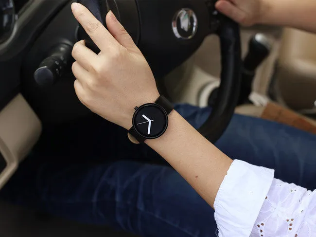 Genuine Leather Brand Luxury Women Man Watch Lovers' Quartz Watch Black White Wristwatches Montre Femme De Marque