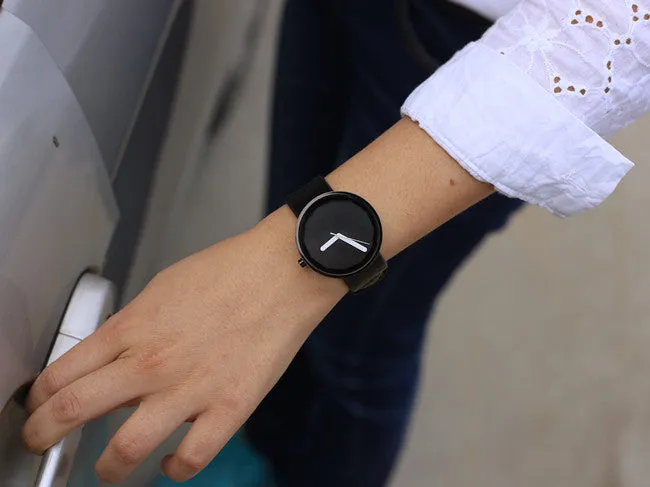 Genuine Leather Brand Luxury Women Man Watch Lovers' Quartz Watch Black White Wristwatches Montre Femme De Marque
