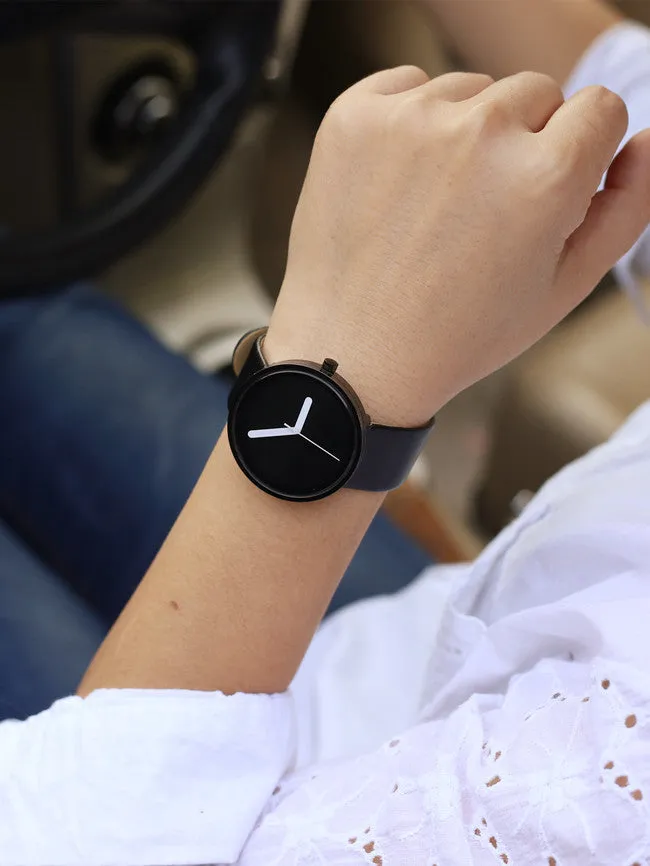 Genuine Leather Brand Luxury Women Man Watch Lovers' Quartz Watch Black White Wristwatches Montre Femme De Marque