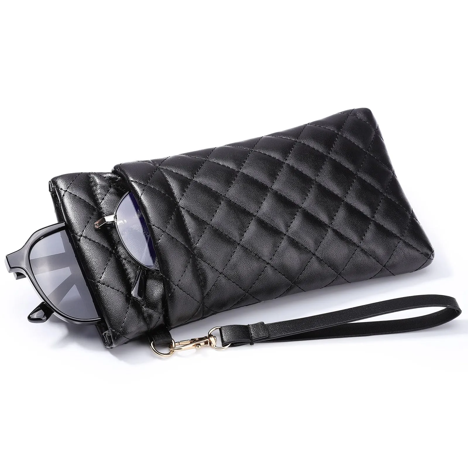 Glasses case, Soft PU leather double layer sunglasses case for , Portable